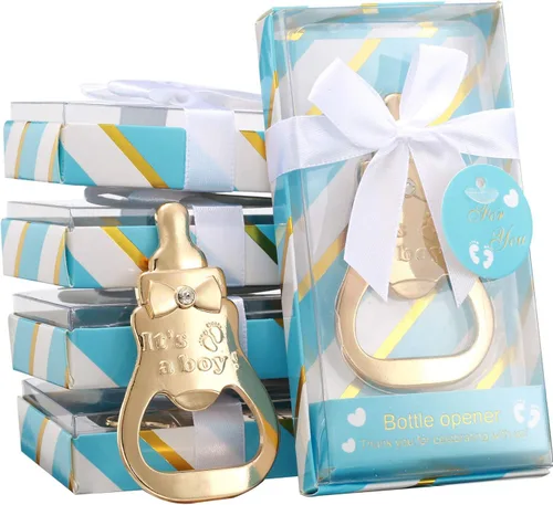 Miniatura 9 de 6 piezas de regalos de devolución de baby shower para suministros de invitados, abrebotellas con forma de poppin, recuerdo de boda con embalaje