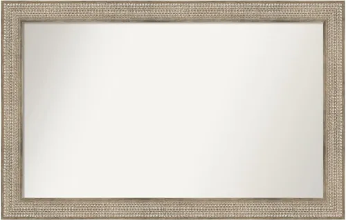 Miniatura 230 de Amanti Art Espejo de baño plateado para sobre fregadero, 26 x 26 pulgadas, espejo cuadrado de níquel pulido, marco de madera tradicional mediano, se