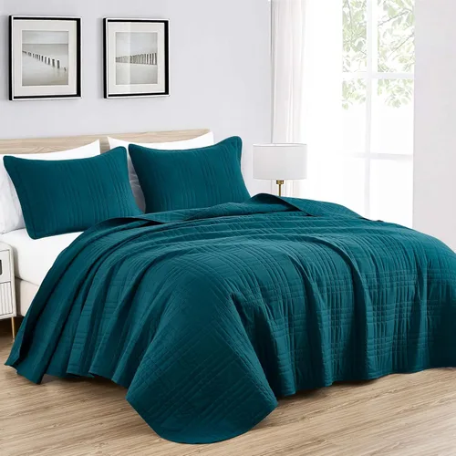 Miniatura 18 de Chezmoi Collection Kingston Juego de Colcha Tamaño King, 3 Piezas Gris Colcha Acolchada de Microfibra Ligera de Gran Tamaño Cubrecama (118"x106")