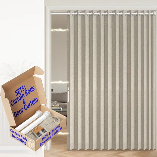 Miniatura 13 de AJAZZ Cortina de puerta magnética 100% opaca de acordeón para armario, cortina invisible para puerta interior de dormitorio, sala de estar, pasillo