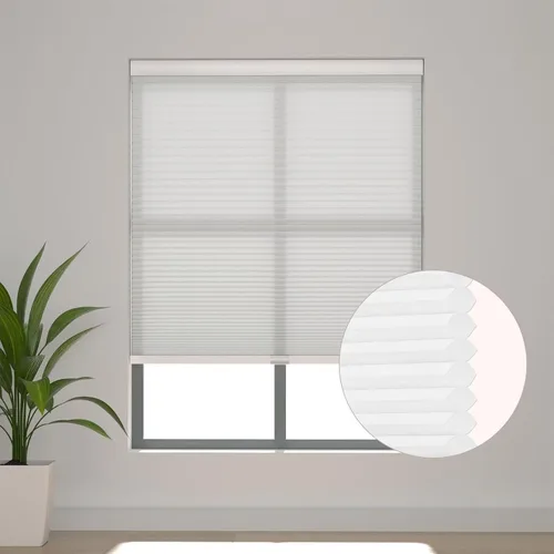Changshade Persianas Celulares para Puerta y Ventana sin Cordón con Filtro de Luz, Persiana de Panal Tipo Acordeón para Interiores Plisada Celda de