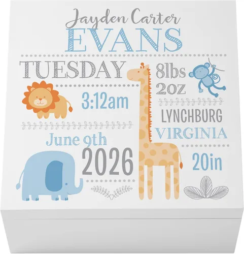Miniatura 20 de Let's Make Memories Caja de recuerdos personalizada para recién nacido, almacenamiento de recuerdos, caja de recuerdos, decoración de guardería, 6