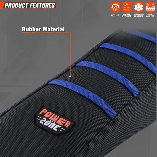 Miniatura 9 de Universal Funda de Asiento para Moto de Cross - Fundas de Asiento de Goma Suave Acanalada para Motocross Enduro Azul