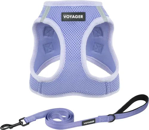 Miniatura 23 de Combo de arnés de malla Voyager Step-in Air para todo clima y correa reflectante para perro de 5 pies con mango de neopreno, para cachorros de razas