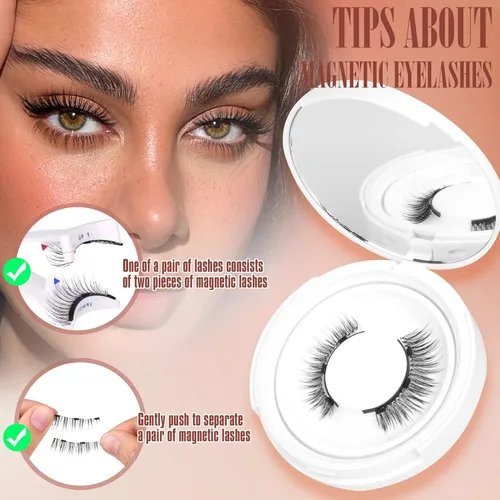 Miniatura 7 de Pestañas magnéticas con aplicador, sin pegamento ni delineador de ojos, banda transparente, pestañas magnéticas finas, parecen extensiones