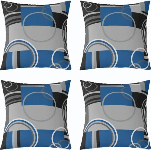 Miniatura 25 de Fundas de almohada geométricas modernas con rayas en rojo, marrón y negro, diseño retro de círculos y remolinos, juego de 4 fundas de almohada de 16