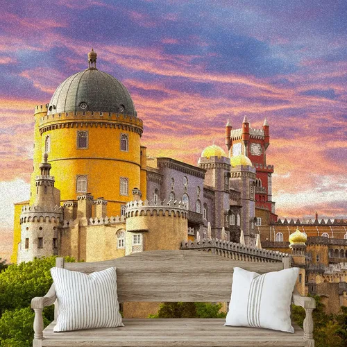 Miniatura 51 de IDEA4WALL Adhesivo mural removible para pared, cielo azul, castillo mágico místico, fantasía y ciencia ficción, arquitectura, fotografía, arte