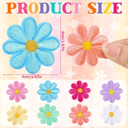 Miniatura 2 de Tigeen 60 parches de flores para planchar con bonitos parches de flores para coser en apliques bordados, parches de costura para bolsos, chaquetas