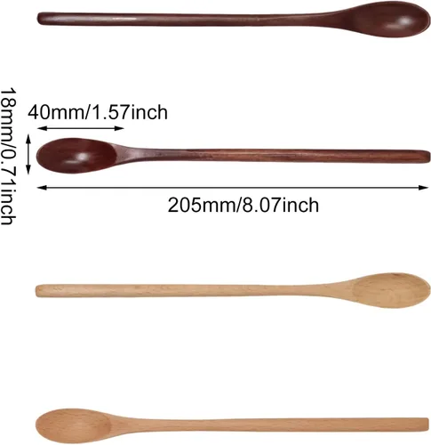 Miniatura 2 de Honbay 4 cucharas de café de madera de mango largo, cucharaditas de mezcla de madera, cucharas de té helado para batido de espresso, bebidas frías