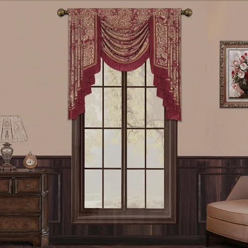 Miniatura 37 de Loom and Mill Cenefas de Cascada de Lujo para Ventanas, Elegante Cenefa de Cortinas Gruesas de Jacquard con Borlas para Sala de Estar, Dormitorio
