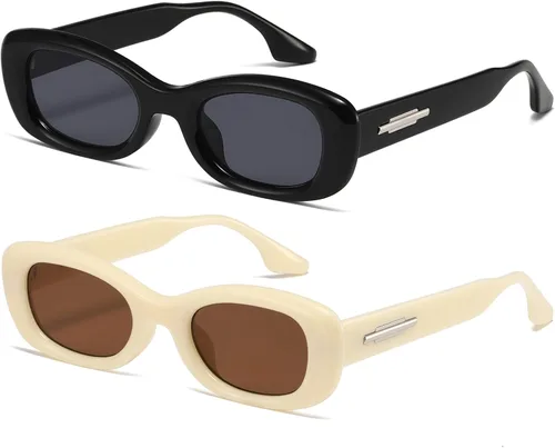 kimorn Lentes de sol rectangulares para mujeres y hombres, modernos, retro, a la moda, gafas de sol vintage de los años 90, protección UV 400, marco