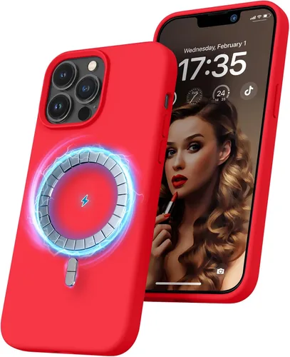 Miniatura 17 de RIZUS - Funda de silicona magnética para iPhone 13 Pro Max [compatible con MagSafe], funda delgada con forro de microfibra antiarañazos, a prueba