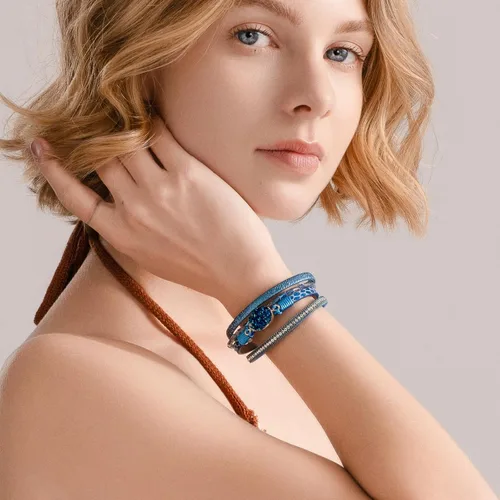 Miniatura 104 de FANCY SHINY - Pulsera de cuero estilo bohemio, pulsera de cuentas de cristal con cierre magnético, regalos de joyería para mujer