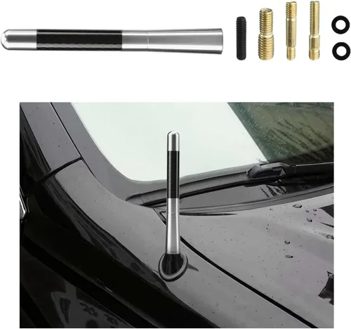 Miniatura 8 de Dickno Antena corta para automóvil, antena de radio de aluminio de 1.37 pulgadas, repuesto de mástil, antena de recepción de radio AM/FM automática