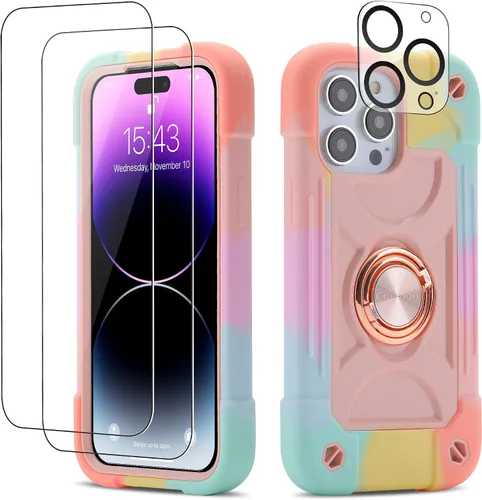 Miniatura 23 de Funda para iPhone Se3/iPhone Se2, iPhone 6/6S, iPhone 7/iPhone 8 de 4.7 pulgadas con soporte de anillo, con 2 protectores de pantalla resistentes