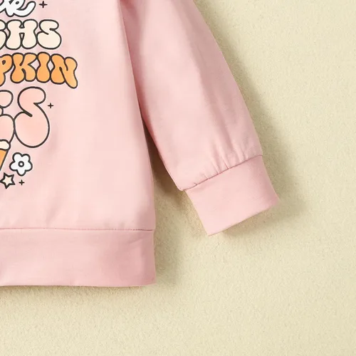 Miniatura 115 de Conjunto de sudadera con cuello redondo y estampado de pastel de calabaza para niña, camiseta y pantalones acampanados