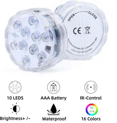 Miniatura 2 de AquaMiracle Luces LED sumergibles con mando a distancia, impermeables, operadas por batería, luces multicolor que cambian de color para jacuzzi