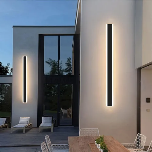 Miniatura 5 de Luz de pared exterior moderna de 47 pulgadas, accesorios de iluminación exterior de acrílico negro de 3000K, montaje en pared, luces de porche