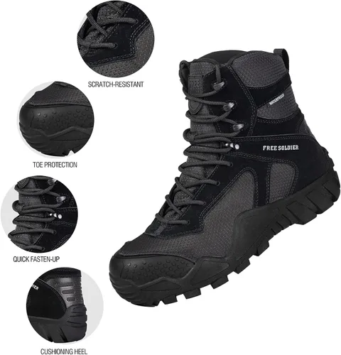 Miniatura 3 de FREE SOLDIER Men's Waterproof Hiking Boots Military Tactical Boots for Men Outdoor Lightweight Work Boots
