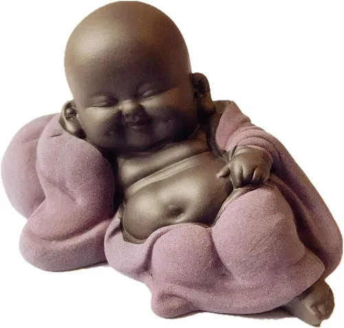 Kingzhuo - Estatua de Buda de cerámica pequeña, creativa, para manualidades, muñecas, adornos, regalo clásico chino, delicado, cerámica, arte y