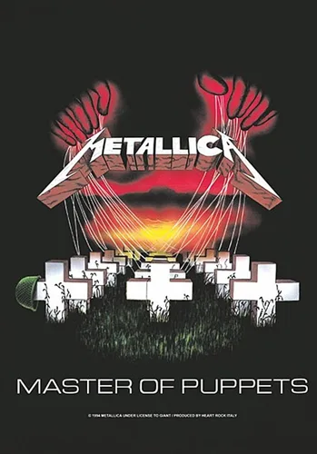 Heart Rock - Bandera metálica Master of Puppets, calidad italiana, materiales resistentes y colores vivos - Hecho en Italia [100% poliéster - 43.3 x