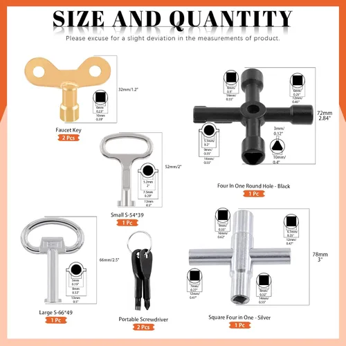 Miniatura 2 de Tanstic Kit de utilidad multifuncional de 8 piezas, incluye llave de utilidad de 4 vías, llaves de grifo de agua, destornilladores y más para uso