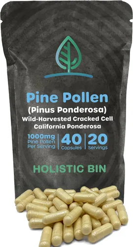 Miniatura 10 de Holistic Bin Polen de pino orgánico en polvo de grado farmacéutico, cosechado silvestre, polen de pino dorado de California Sin OMG, sin aditivos