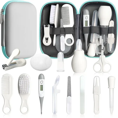 Miniatura 12 de Kit de cuidado y aseo para bebés, juego de seguridad para bebés de 14 en 1, juego de cuidado de salud de guardería para recién nacidos con cepillo