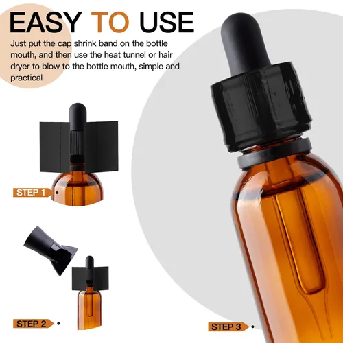 Miniatura 3 de Outus 500 piezas de envoltura retráctil perforada para botellas, sellos termorretráctiles para botellas (negro)