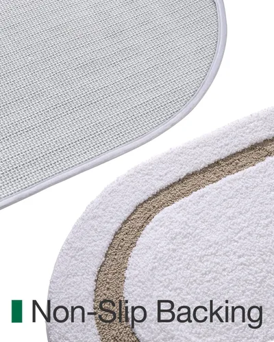 Miniatura 6 de LUMI Alfombra de baño ovalada blanca, 24 x 44 pulgadas, antideslizante, lavable, alfombra de baño suave y absorbente con microfibra de secado rápido