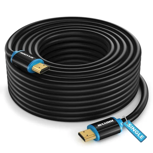 Miniatura 8 de Maximm - Cable HDMI 2.0 4K de alta velocidad (incluye clips de cable, empates y adaptador de ángulo recto) en múltiples tamaños y paquetes Azul - 1