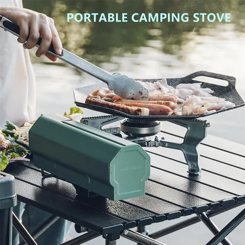Miniatura 6 de Estufa de camping plegable con bolsa de almacenamiento, estufa de butano portátil con abridor de botellas, estufa de gas para picnic, excursionismo