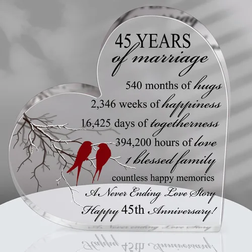 Miniatura 17 de Qunclay Regalo de 10 años de matrimonio Recuerdo de aniversario de boda Corazón Recuerdo de matrimonio Decoración Regalo para pareja padres mujeres