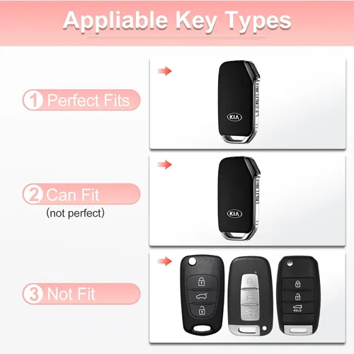 Miniatura 2 de Pangpai Funda de Llavero Rosa para Kia, Protección de Funda de Llave de TPU Suave con Llavero Brillante Compatible con Kia Cerato Ceed Forte NIRO