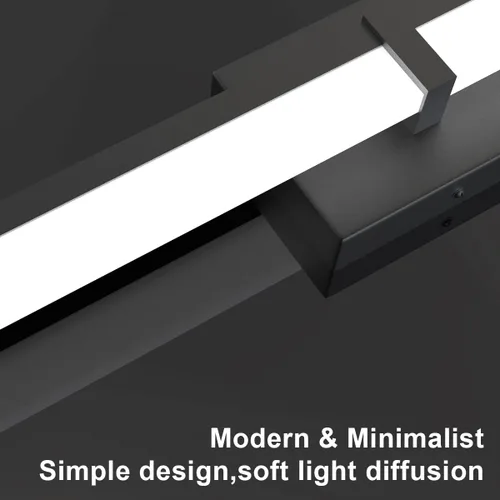 Miniatura 3 de Tipace Lámparas de baño negras de 24 pulgadas, luces LED modernas sobre espejo (luz blanca, 6000 K)