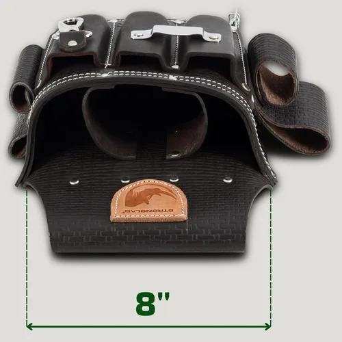 Miniatura 4 de STRONGLAD Cinturón de herramientas para electricistas de alta resistencia, bolsa de cuero de grano superior de 13 bolsillos, ajuste ajustable de 29