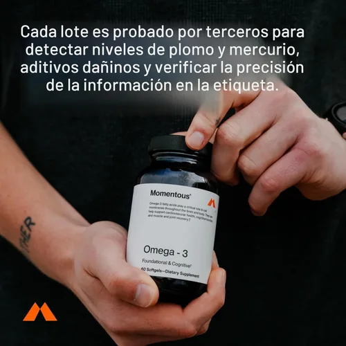 Miniatura 6 de Momentous Aceite de pescado omega-3 – Suplemento EPA y DHA de alta potencia para hombres y mujeres – Apoya la salud del corazón, las articulaciones