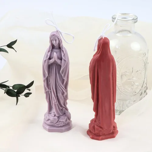 Miniatura 2 de Cestony Moldes de silicona para velas de la Virgen María 3D para hacer velas, estatuas de resina de yeso y decoración del hogar (A)