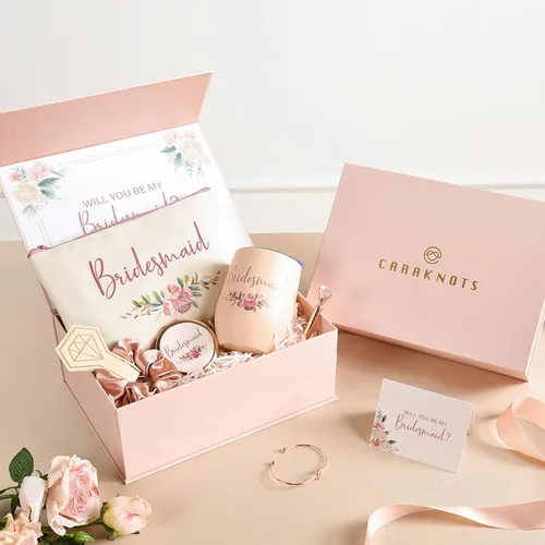 Miniatura 9 de CARAKNOTS Caja de regalo de propuesta de dama de honor, juego de regalo de dama de honor, caja rosa para damas de honor para boda, novia, despedida