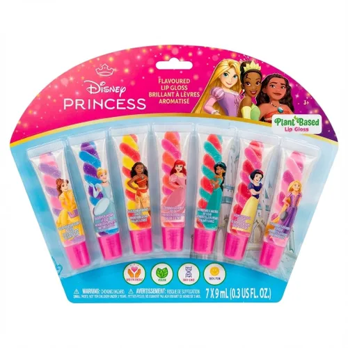 Townley Girl Disney Princess - Brillo de labios de 7 piezas, recuerdos de fiesta para niñas, juego de labios para niñas, perfecto para regalos de