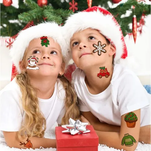Miniatura 5 de CHARLENT Tatuajes temporales de Navidad para niños, 148 tatuajes individuales para niños, recuerdos de fiesta de Navidad, relleno de calcetines
