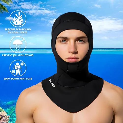 Miniatura 5 de Capucha de Buceo de Neopreno Térmico de 3mm para Hombres y Mujeres, Gorra de Traje de Neopreno para Esnórquel, Kayak, Vela, Surf con Ventilación