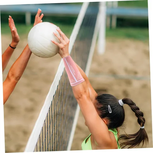 Miniatura 3 de 1 par de muñequeras de voleibol deportivas elásticas para mujer, manga acolchada para el codo para mujer, mangas de compresión cómodas