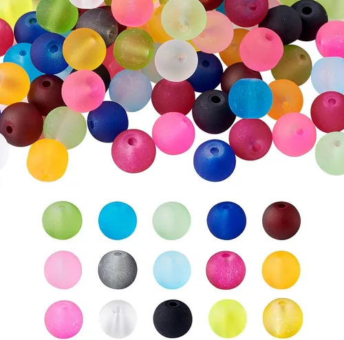 Kissity - Cuentas de cristal de imitación de jade de 0.315 pulgadas, pintadas y horneadas, cuentas para fabricarse joyas, 15 colores esmerilados de