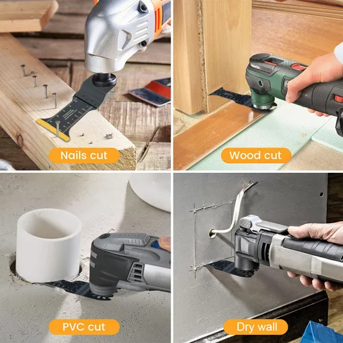 Miniatura 5 de HIDOTOL 16 hojas de sierra oscilantes de titanio, cuchillas universales multiherramienta para cortar material duro, clavos de metal, madera
