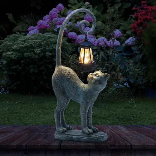 Miniatura 8 de Estatuas de jardín REYISO con luces solares - Figurina de conejo al aire libre, decoración de conejo para otoño en el césped, balcón - Arte