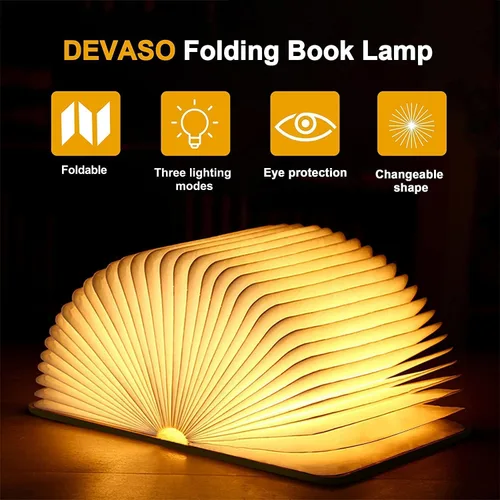 Miniatura 2 de QXMGCBOK Lámpara de libro 3D con relieve de alce y ciervo, luz de noche para niños recargable por USB, luz de libro LED multicolor, regalos