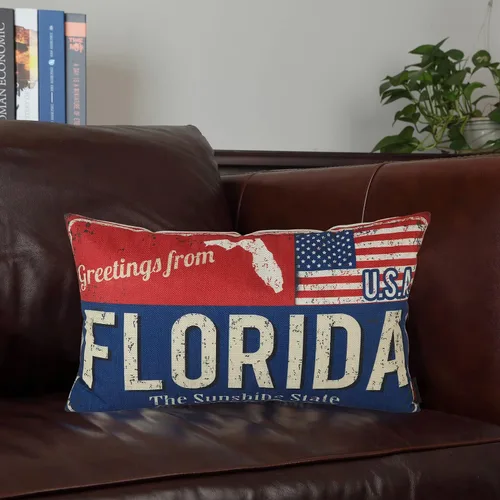 Miniatura 5 de Juego de 2 fundas de almohada de Florida de 12 x 20 pulgadas, decoración de recuerdo de Florida, funda de almohada lumbar con diseño de bandera