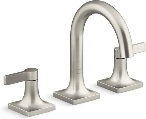 Miniatura 12 de KOHLER K-28125-4N-BL Venza® - Grifo para lavabo de baño, 3 agujeros con dos manijas de palanca y drenaje clicker, 0.5 GPM, negro mate