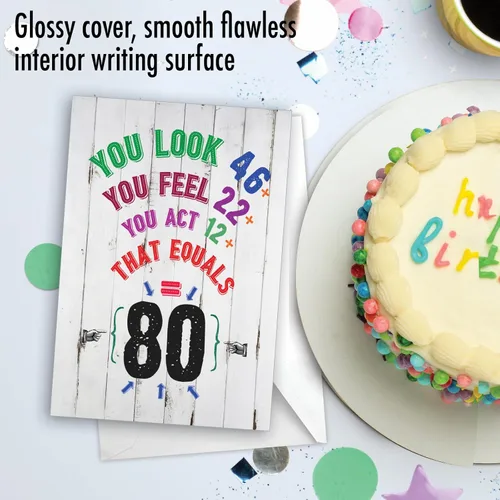 Miniatura 3 de NobleWorks - Tarjeta de cumpleaños número 80 divertida - Celebración de 80 años, tarjeta de humor de hito para abuelos, padres - Ecuación de edad 80